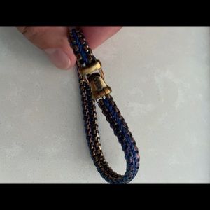 David Yurman Woven Blue Nylon Box Chain Bracelet.